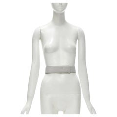 JIL SANDER cinturón ancho minimalista de piel gris claro 75 cm