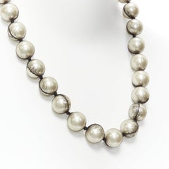 LANVIN ALBER ELBAZ cream pearl black mesh ribbon wrap princess necklace