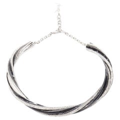 rare SAINT LAURENT Hedi Slimane crystal black twist YSL charm choker necklace