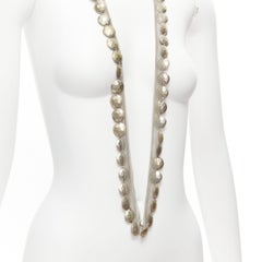 LANVIN ALBER ELBAZ gold hammered coins mesh ribbon embellished long necklace