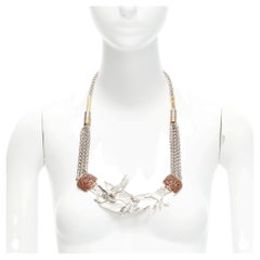 TOGA ARCHIVES silver Eagles red crystal studs chain short necklace