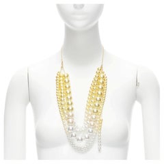 TOGA ARCHIVES yellow white ombre tiered faux pearl statement necklace