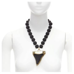 rare GIVENCHY Riccardo Tisci black pony hair shark tooth velvet ball necklace