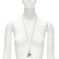 MARC JACOBS silver-tone bowling pin ball watch chain long necklace