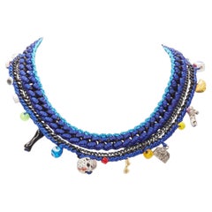 VANESSA ARIZAGA blue rope chain colorful charm skull dice necklace