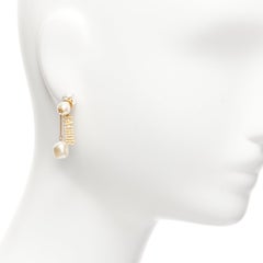 DIOR Tribale J'adior faux pearl logo drop star pin asymmetric stud earrings pair
