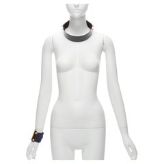 SACAI AMBUSH negro oro azul marino tachuelas metálicas puño de rizo XL conjunto gargantilla