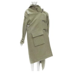 BALENCIAGA 2018 Runway Pulled khaki grey toggle wrap coat M