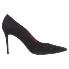OLD CELINE Phoebe Philo black suede leather point tie pigalle stiletto pump EU38
