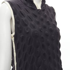 ISSEY MIYAKE 2000 Vintage Runway Egg Carton black white cloque hooded dress L