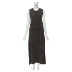 COMME DES GARCONS Vintage 1994 gekochte Wolle Tweed roh ausgefranste Kante Midikleid M