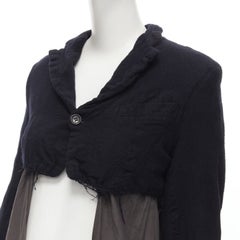vintage Runway COMME DES GARCONS 1994 black shrunken wool grey duster coat M