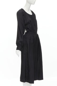 vintage COMME DES GARCONS TRICOT 1989 black rayon open back wide leg jumpsuit M