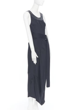 VICTORIA BECKHAM Runway - Robe à ceinture et col en cuir satiné avec ceinture GB12 L