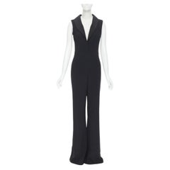 BRANDON MAXWELL schwarzer Schal Collage tauchen weites Bein Abend Jumpsuit US2 XS