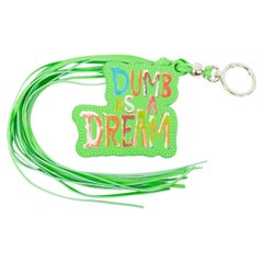LOEWE 2024 Richard Hawkins Dumb As A Dream fringe green leather bag charm