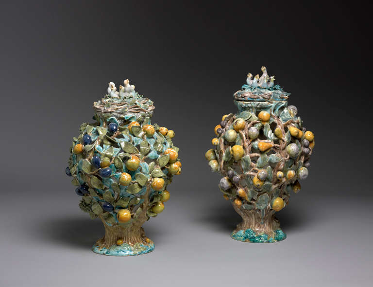 By Ary Blankers, Amsterdam, c. 1760.

These rare and eccentric faïence pots-pourris are from the short-lived production of the manufacturies established by Ary Blankers in Amsterdam in the third quarter of the 18th Century (1755-1764). They are so