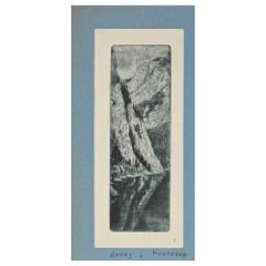 Ex Libris - Mountains - Woodcut by Christine Kerry - 1940s