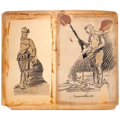 dessin au crayon des officiers militaires Cosmoline de Paul Brown