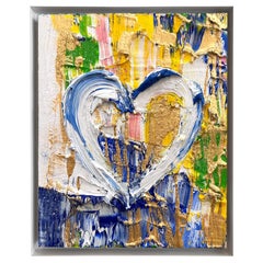 "My Louboutin Heart" Peinture à l'huile contemporaine sur Wood Wood Encadrement flottant blanc