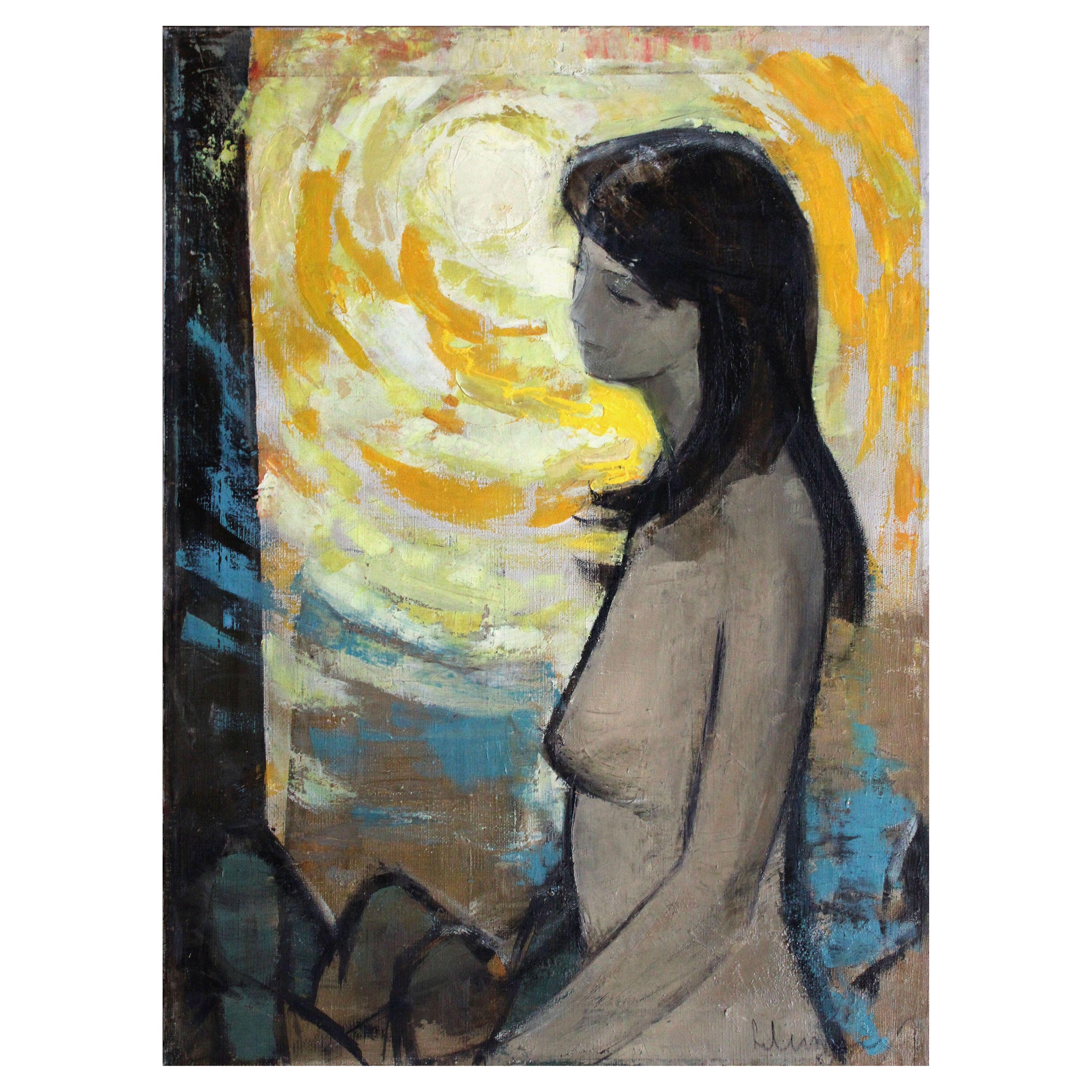 Laimdots Murnieks Figurative Painting - A woman. 1962. Oil on canvas, 80x60 cm 