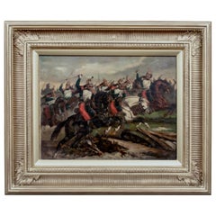 Antique Charge Of the Cuirassiers At The Battle Of Waterloo 19th Century 