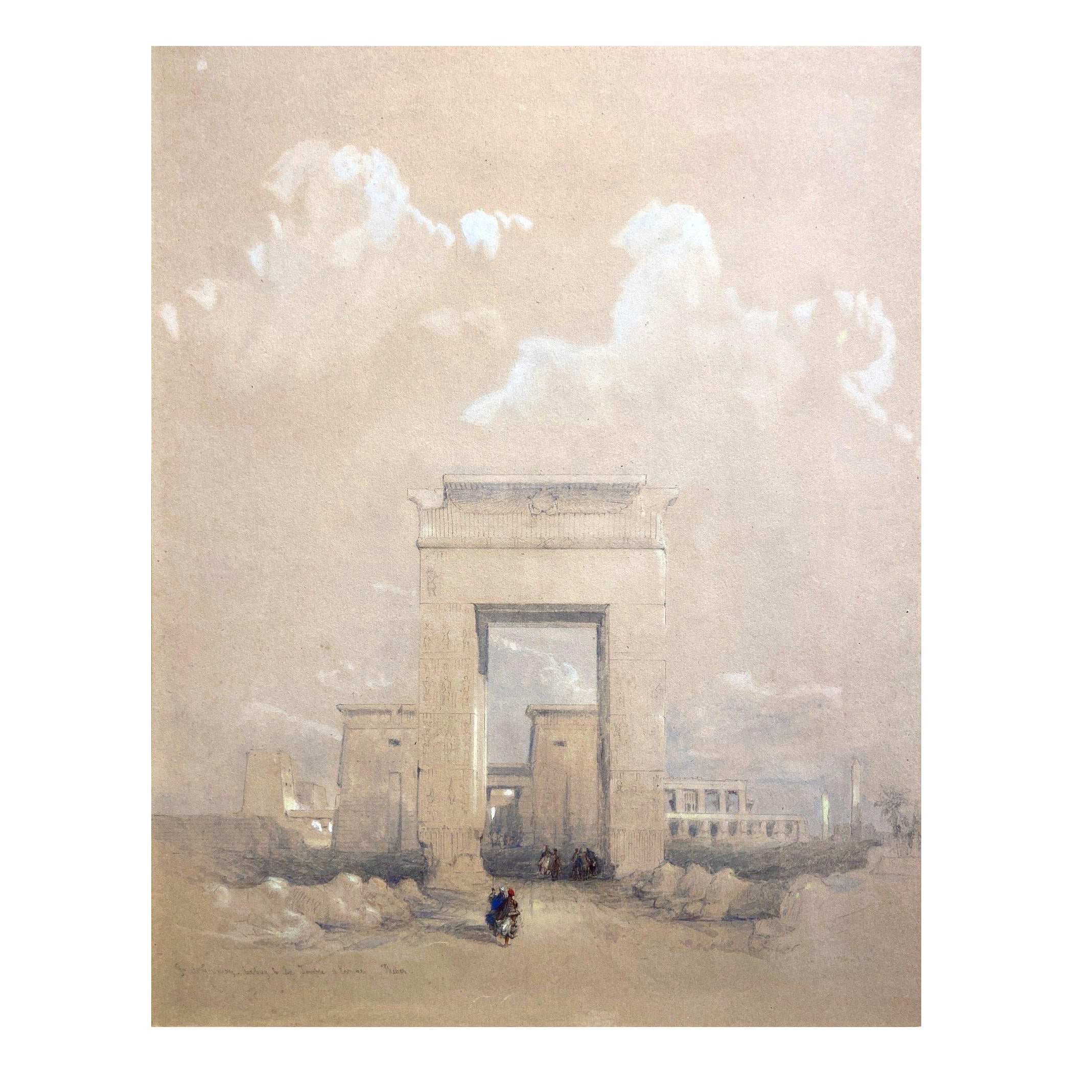 David Roberts Landscape Art - Great Gateway, Leading to the Temple at Karnac, Thebes, Original Watercolour