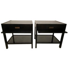 Used Black End Table Nightstands in the Style of Paul McCobb, a Pair