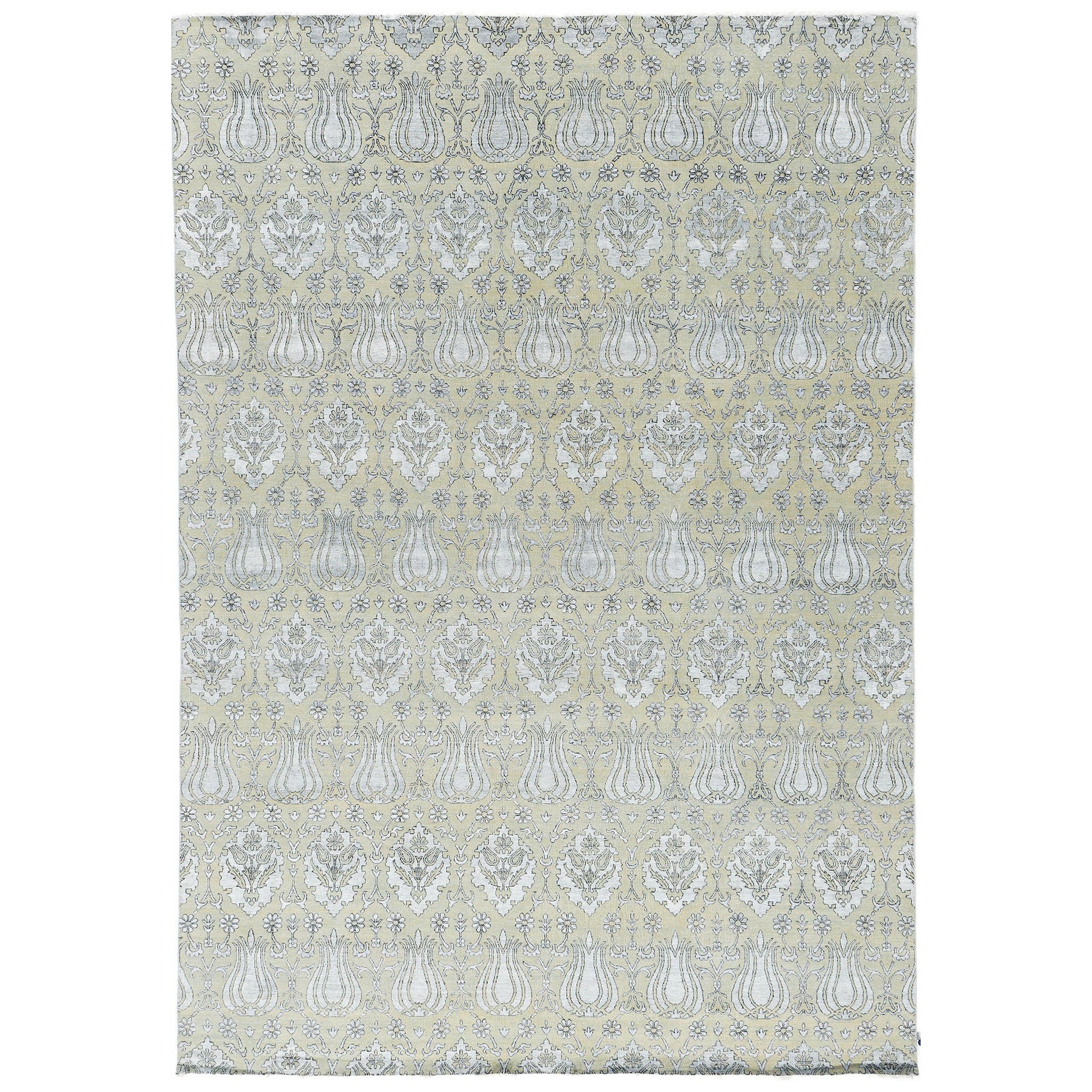 Mehraban Transitional Design Teppich aus Wolle und Bambus-Seidenteppich mit Anziehungskraft im Angebot