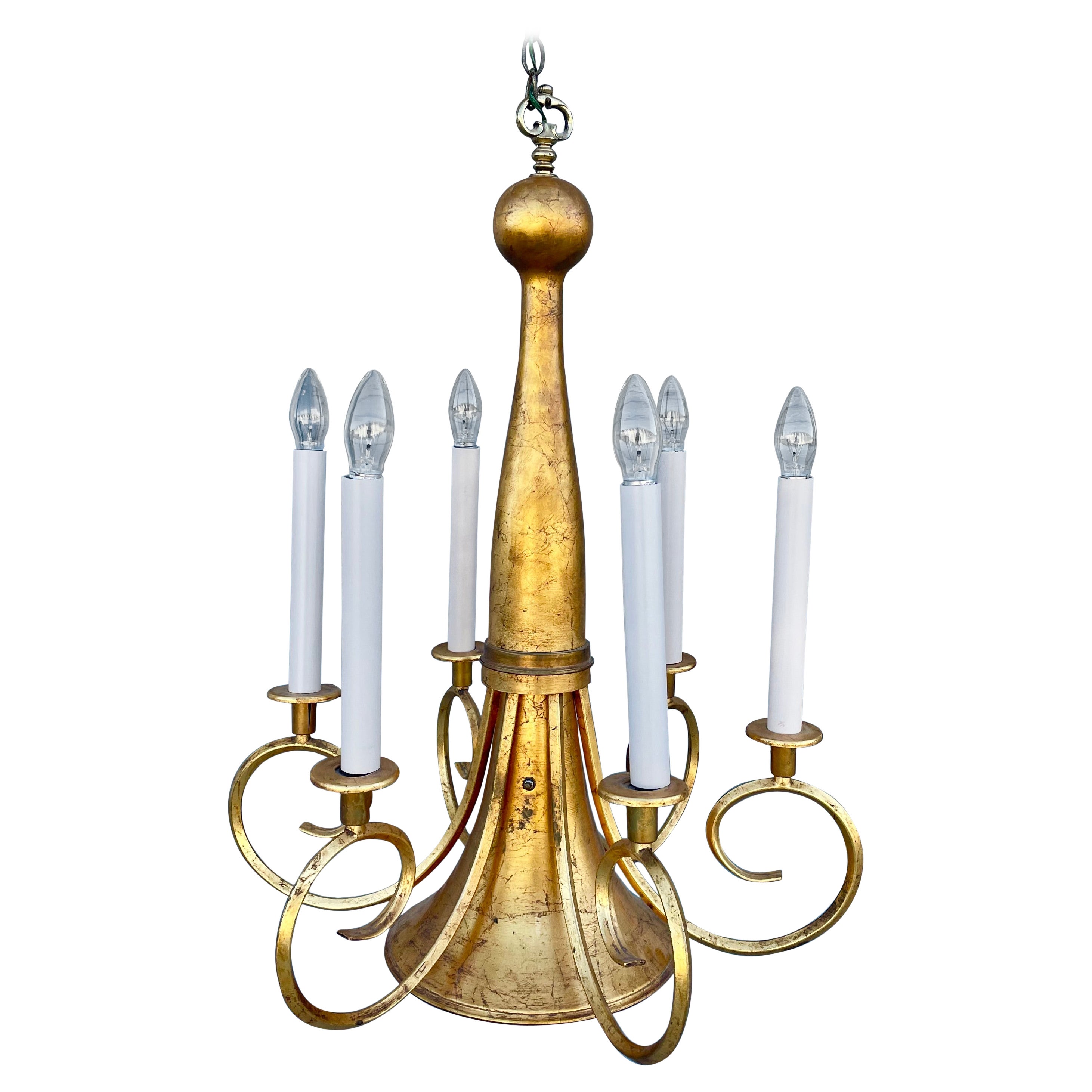 Vintage Gold Leaf Chandelier For Sale