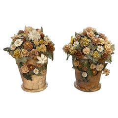 Pair of Italian Marble Flower Baskets