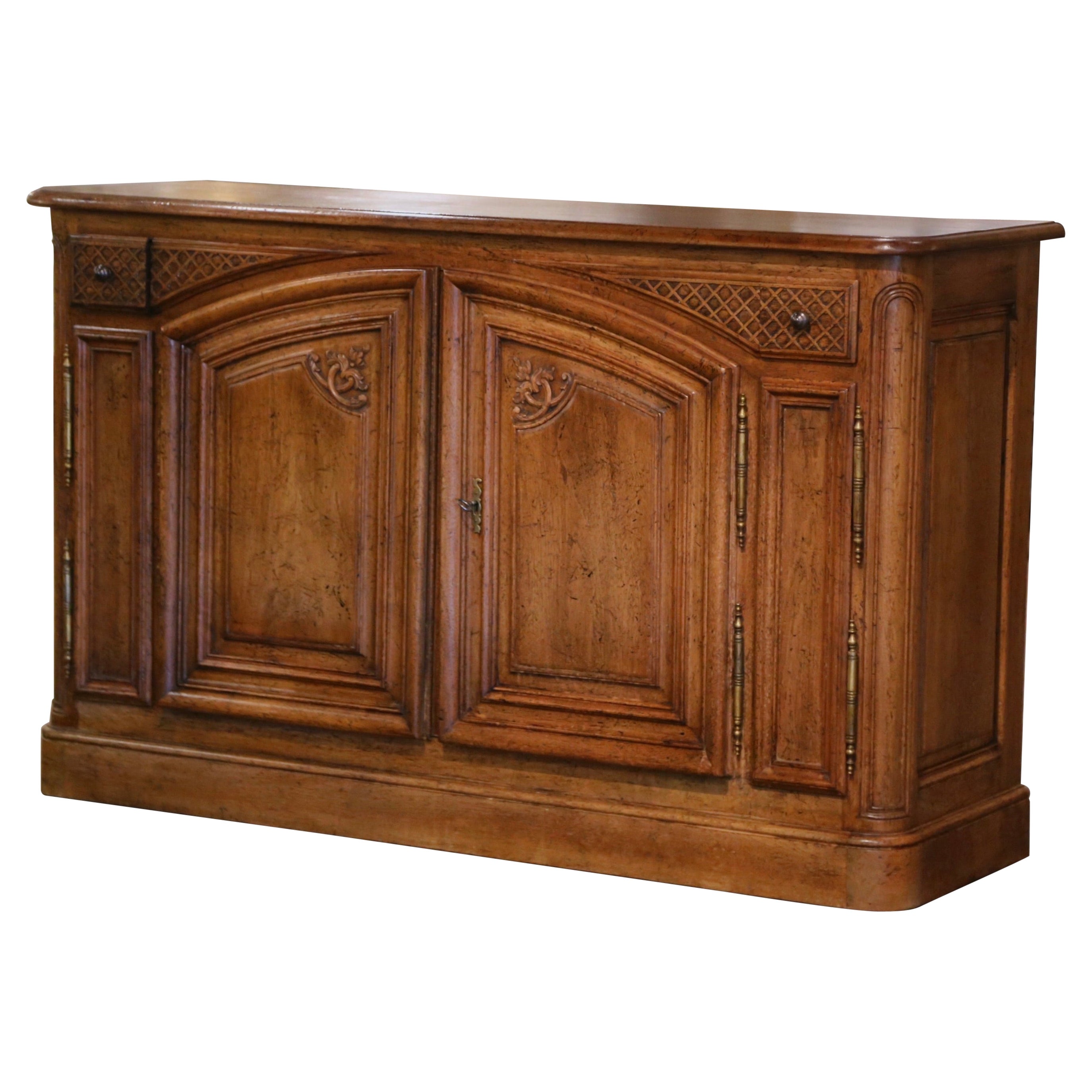 Mid-Century French Louis XIV Carved Walnut Two-Door "Buffet de Chasse" For Sale