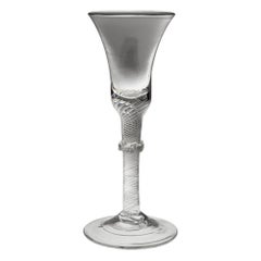 Used Air Twist Georgian Wine Glass with Vermicular Collar c1750