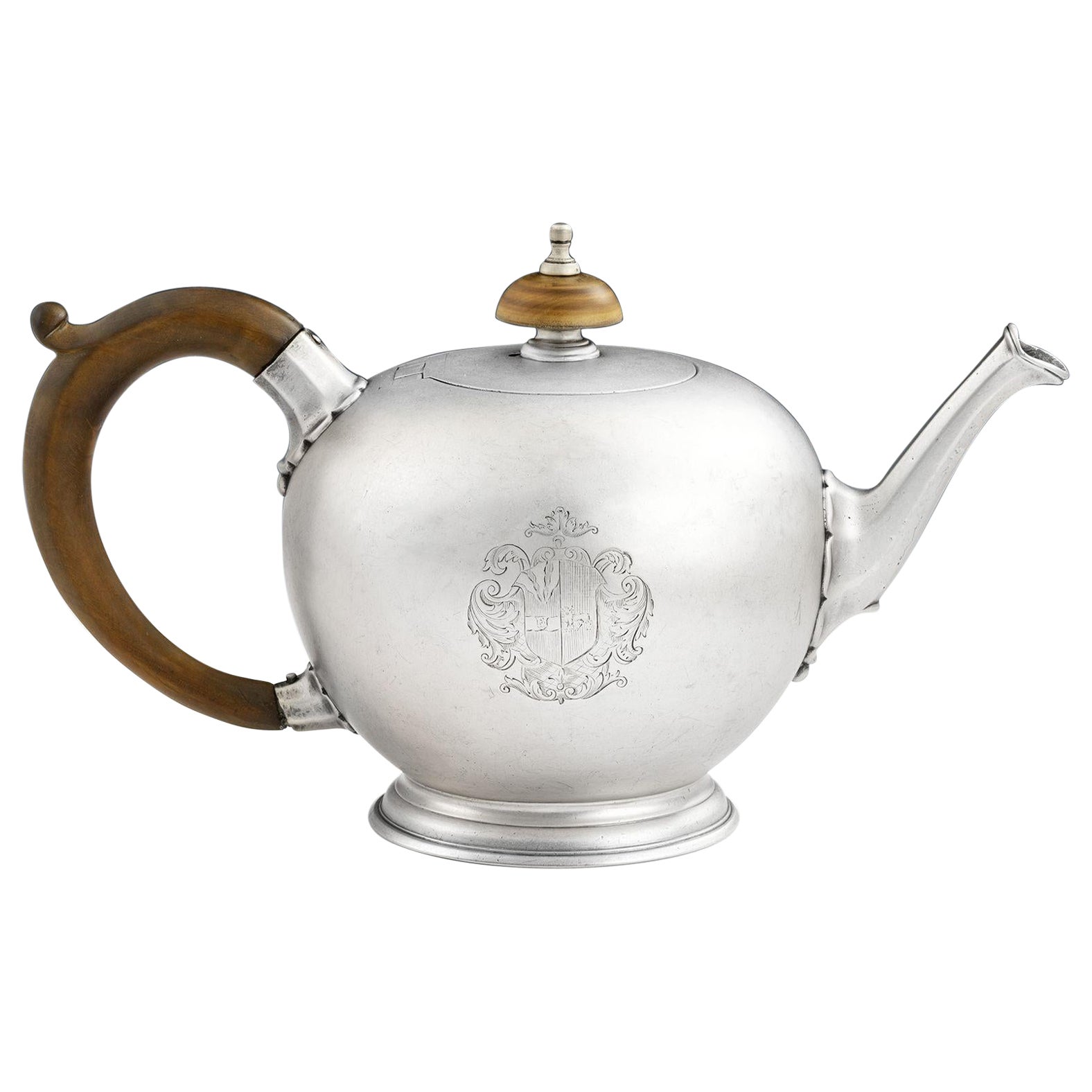 George II Bullet Teapot Made in London by John Swift in 1734 For Sale