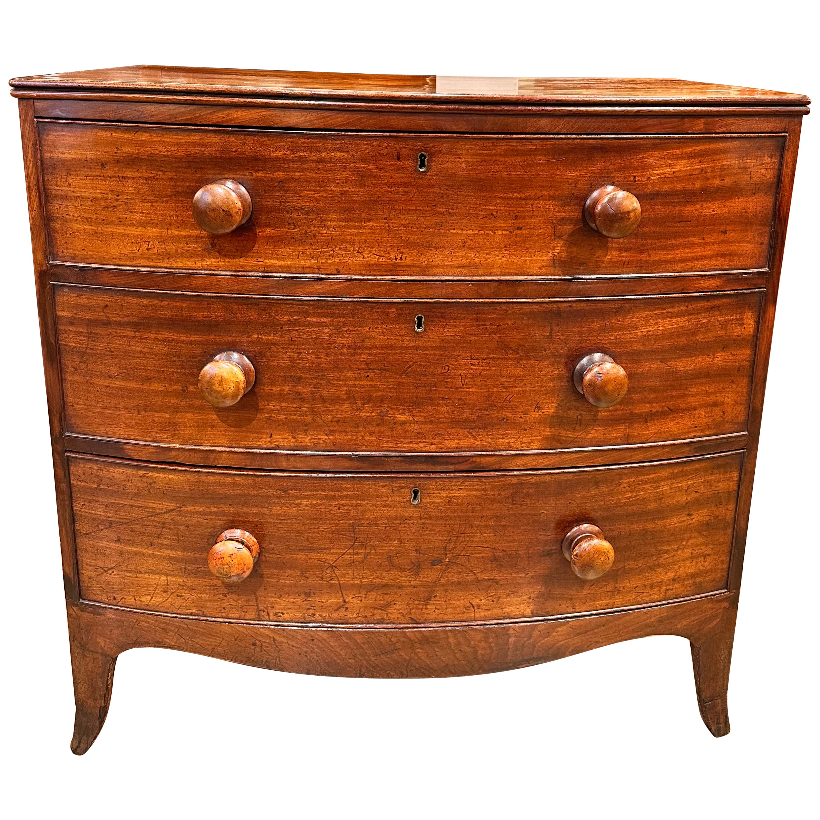 19th Century English Bowfront Chest of Drawers For Sale