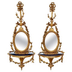 Antique Pair Of George III Style Giltwood Girandole Mirrors