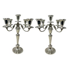 Pair Estate American Gorham Sterling Silver Convertible Candelabra, Circa 1940's