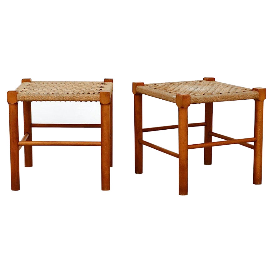 Pair of Charlotte Perriand Style Mini Rope Stools