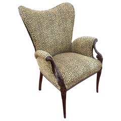 Vintage 1940s Hollywood Regency Grosfeld House Style fireside Chair With Feathered Arms