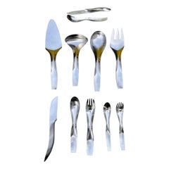 Vintage "Danube" flatware by artist János Megyik, c. 1970, Service for 8