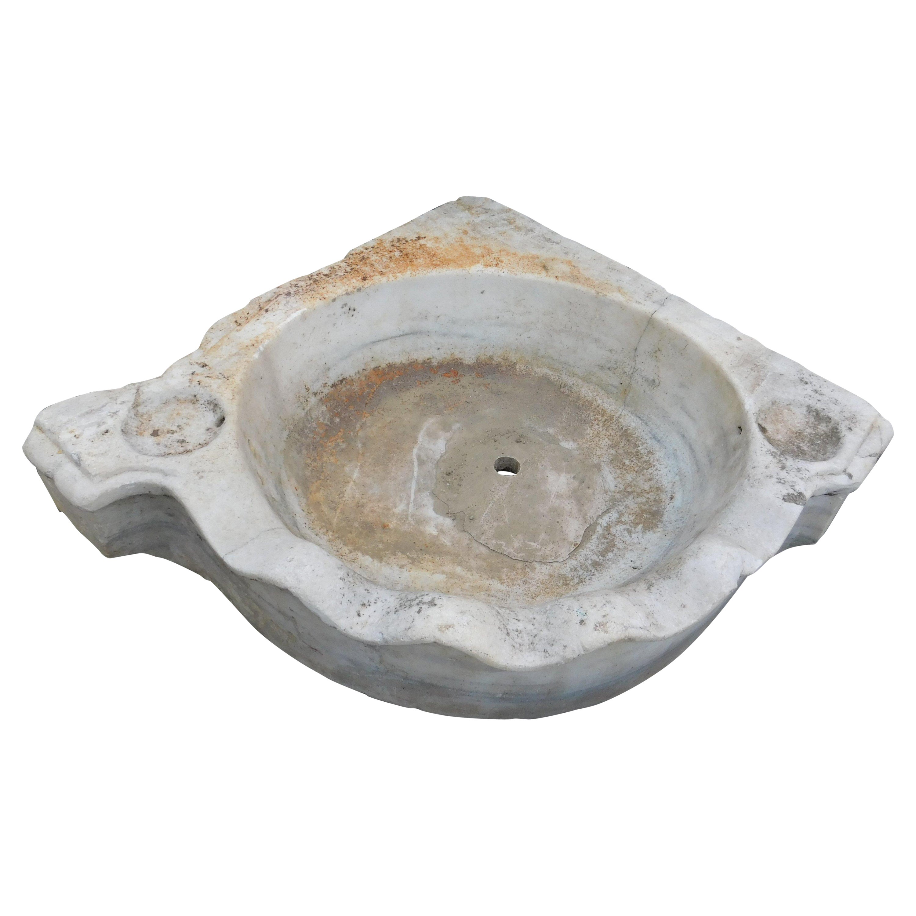 Carved marble sink basin, corner, Italy