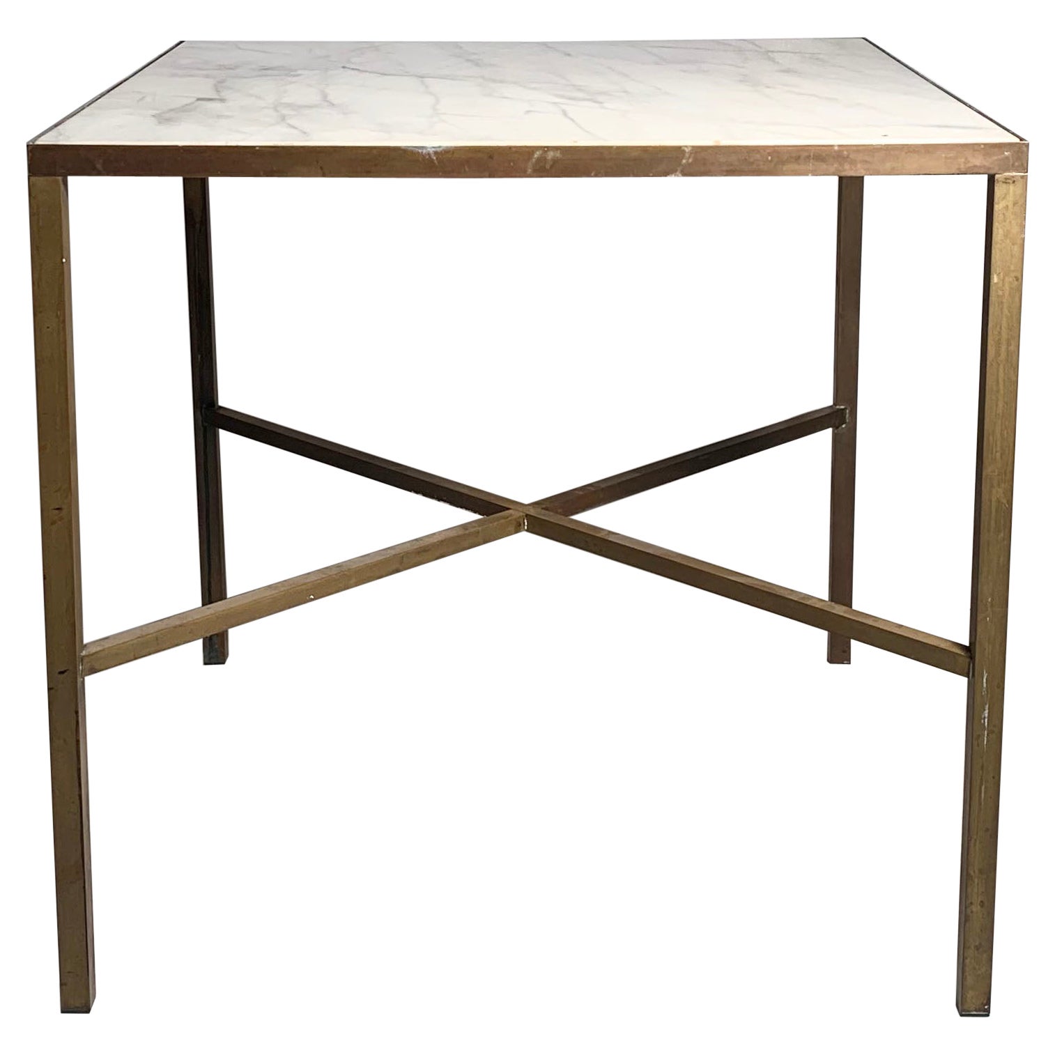 A Rare Paul McCobb Brass and Marble Dinette Table