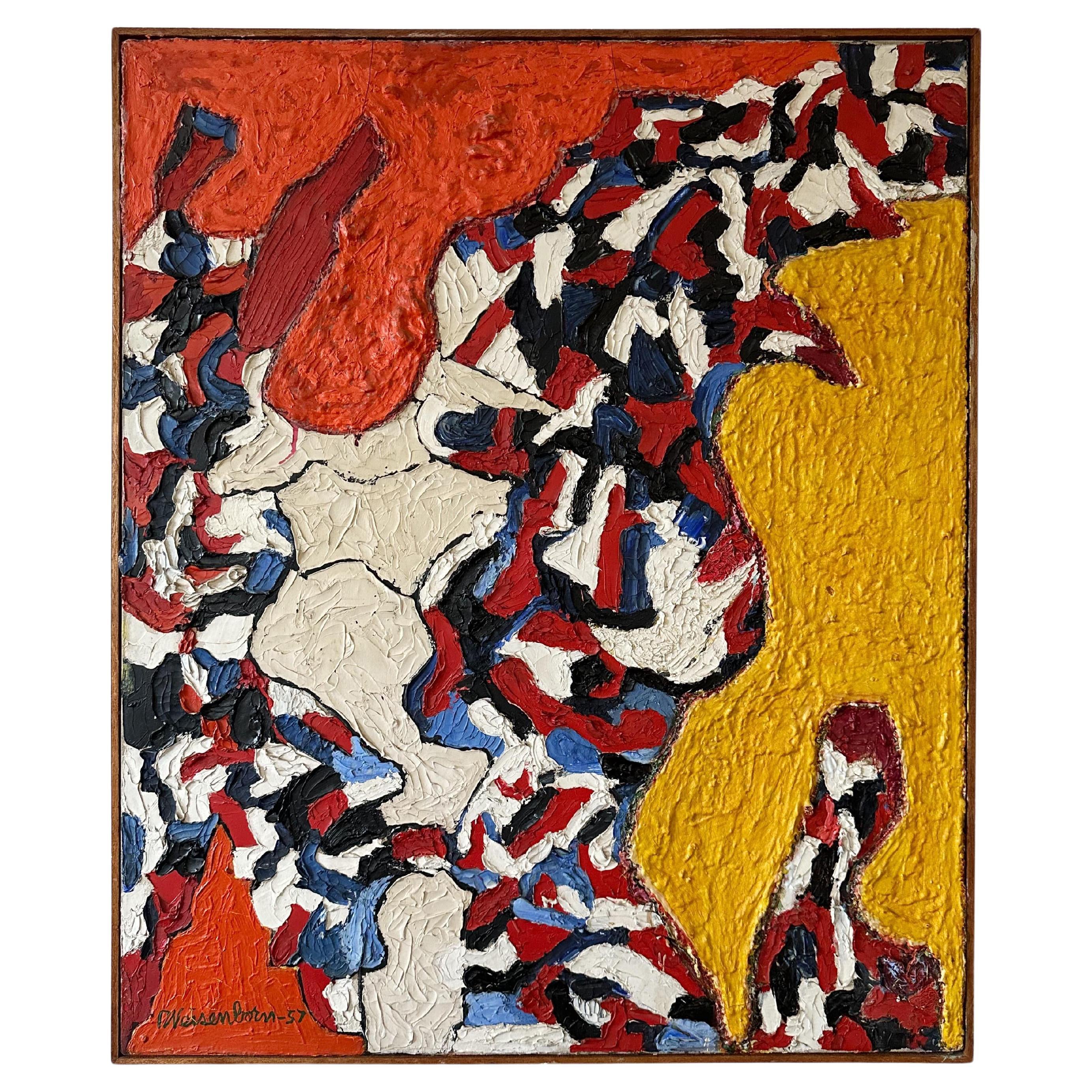 Rudolph Weisenborn (1879-1974) Huile abstraite sur toile Circa 1957