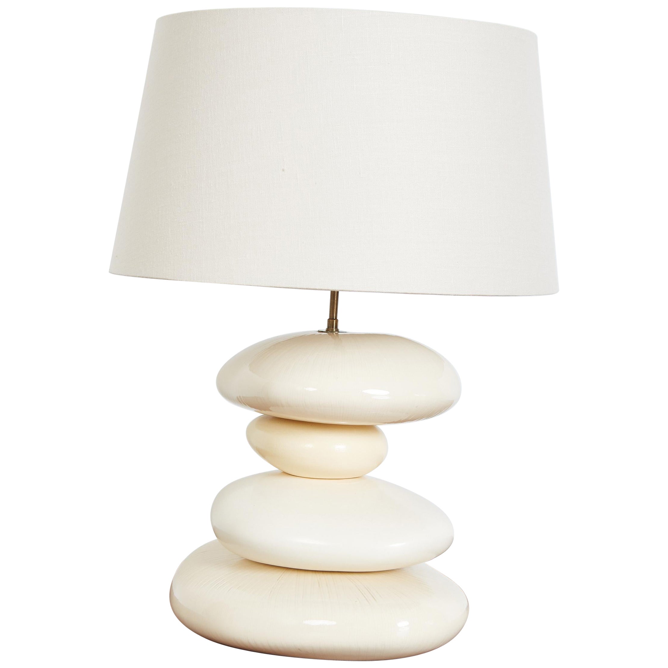 Lampe de table en céramique blanche  en vente