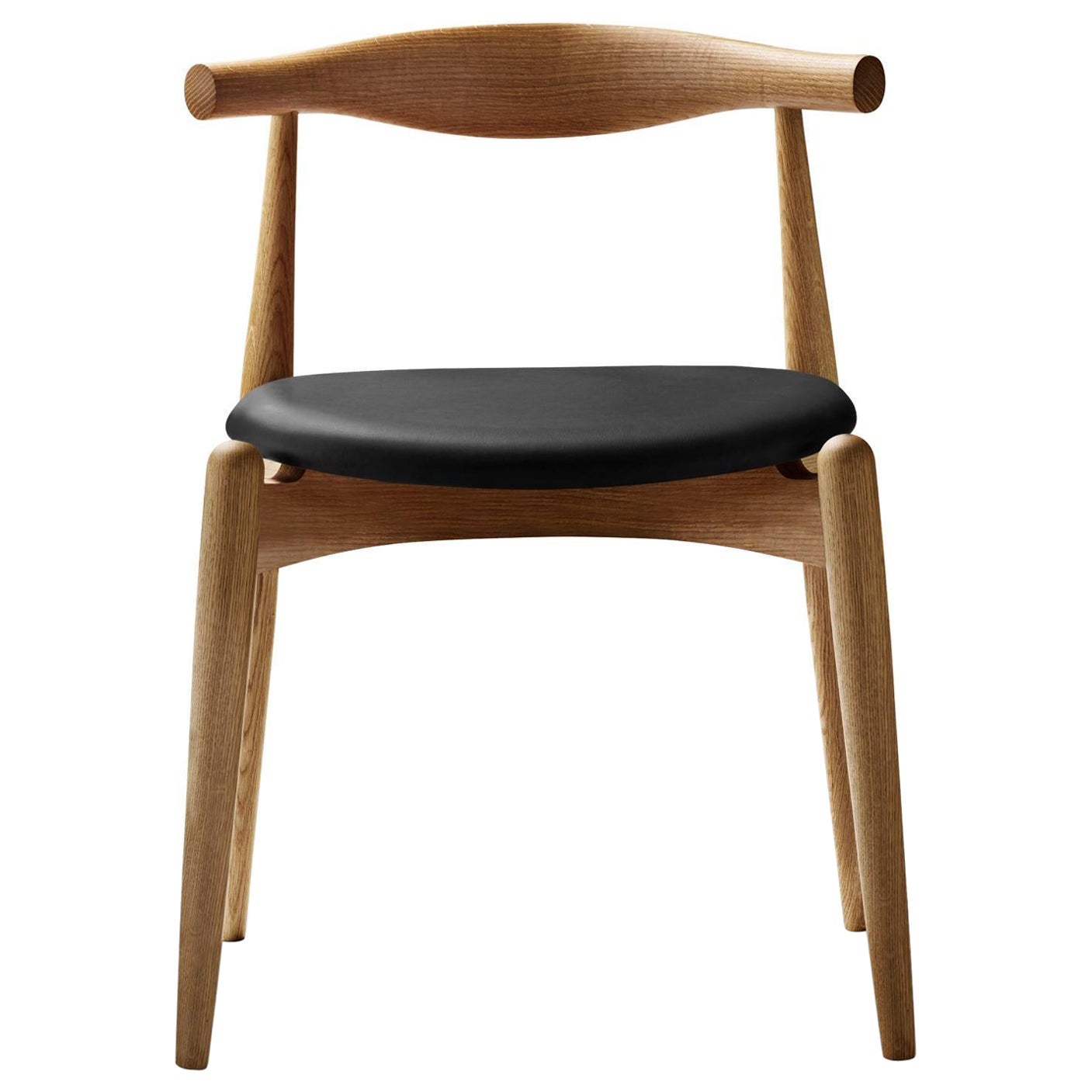 CH20 Elbow Chair in Oak Oil Finish with Thor 301 Black Leather Seat *QUICKSHIP* For Sale