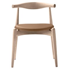CH20 Elbow Chair in Oak White Oil Finish with Thor 325 Tan Leather Seat