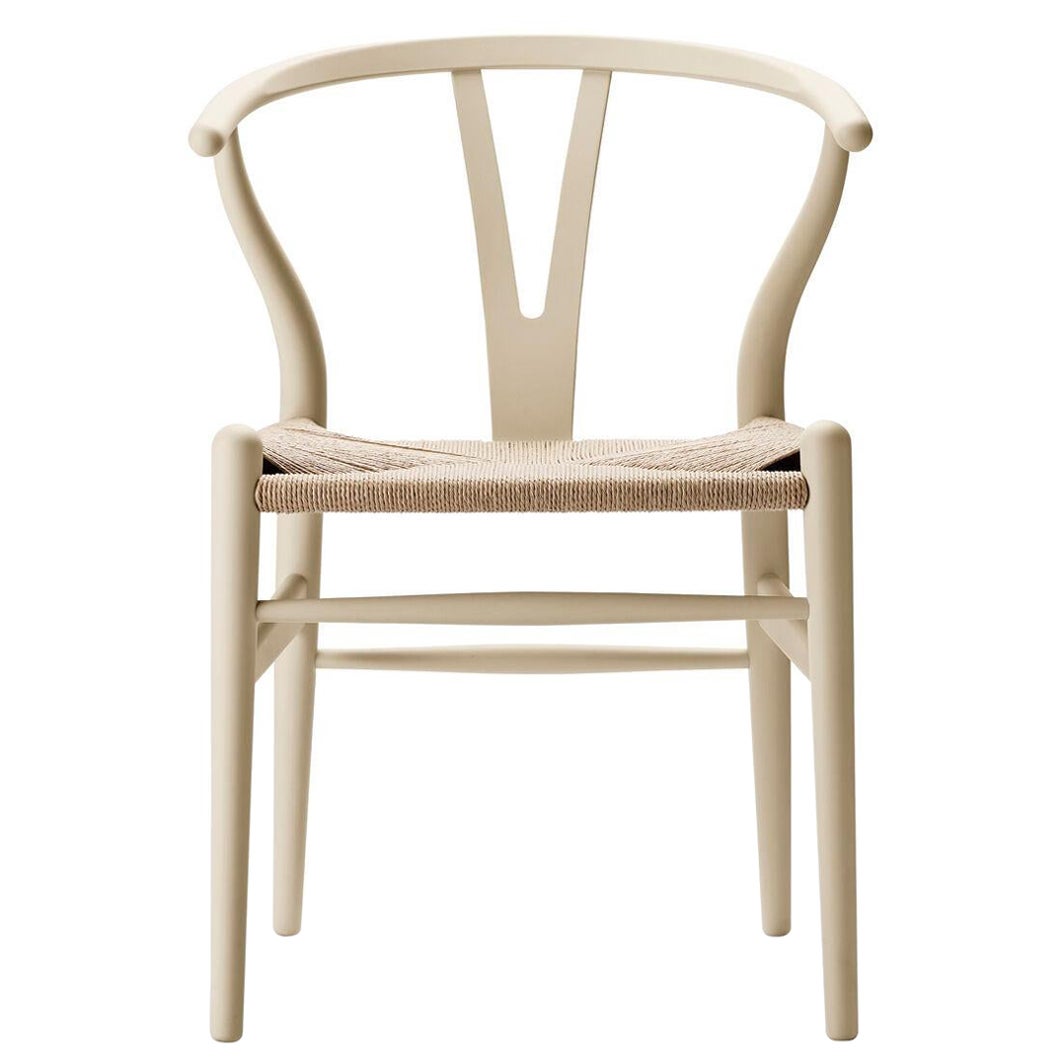 CH24 Wishbone Chair in Beech Wood with Soft Barley Finish and Natural Papercord For Sale