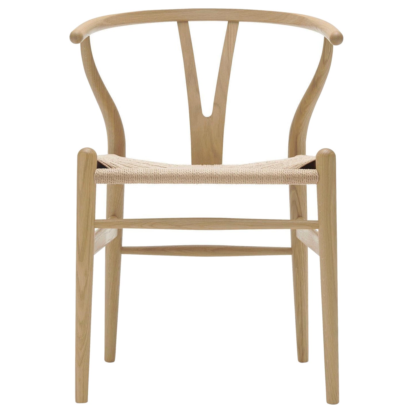 CH24 Wishbone-Stuhl aus Eichenholz mit Seifenoberfläche und natürlicher Papierkordel, einfach zu tragen