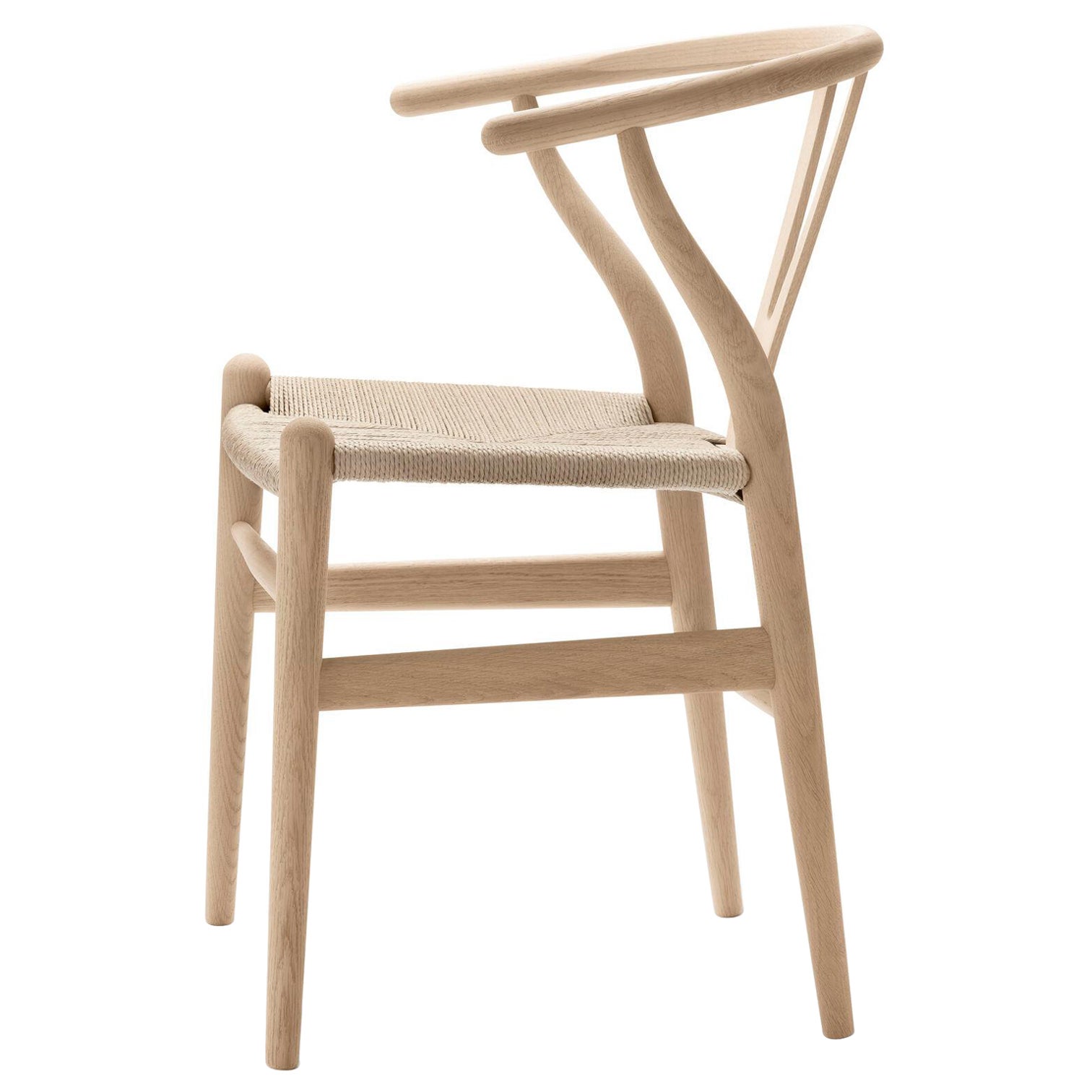 CH24 Wishbone Chair in Oak White Oil Finish with Natural Papercord *Quickship* For Sale