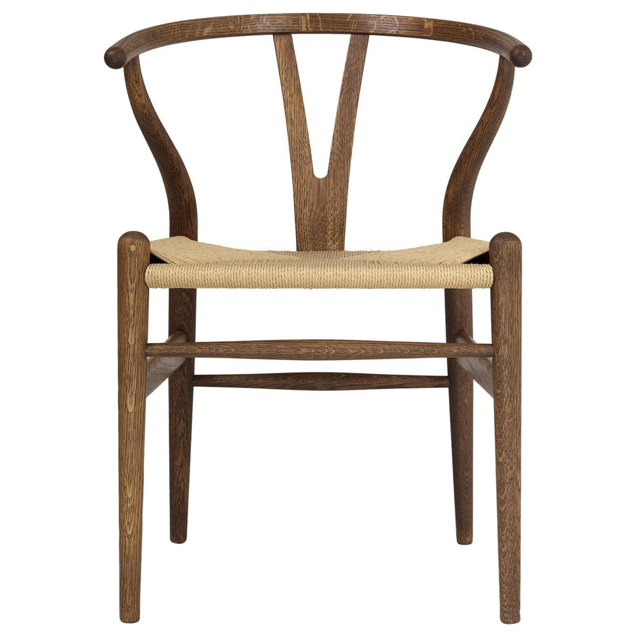 CH24 Wishbone Chair in Oak Smoked Oil Finish with Natural Papercord *Quickship* For Sale